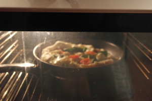 Plasser pannen i ovnen til osten og skorpene blir gyllne. (Foto: Hanne O. Mørch)