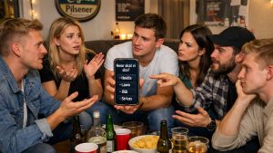 Venner diskuterer utesteder